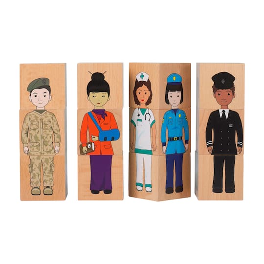 The Freckled Frog 2" Career Mix 'N' Match Wooden Blocks Set